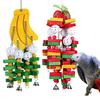 Parrot Wood Apple Banana Building Block Toy Pet Bird Ladder Bite Chew Cage Decor