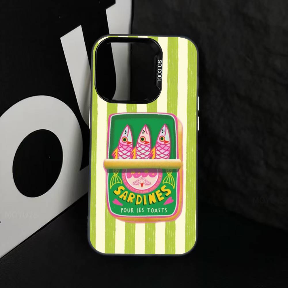 S-Sardinen F-Fisch Kunst Handyhülle Für iPhone 17,16,15,14,13,12,11 Plus,Pro Max,XS,Bunte Silber Schwarz Hülle