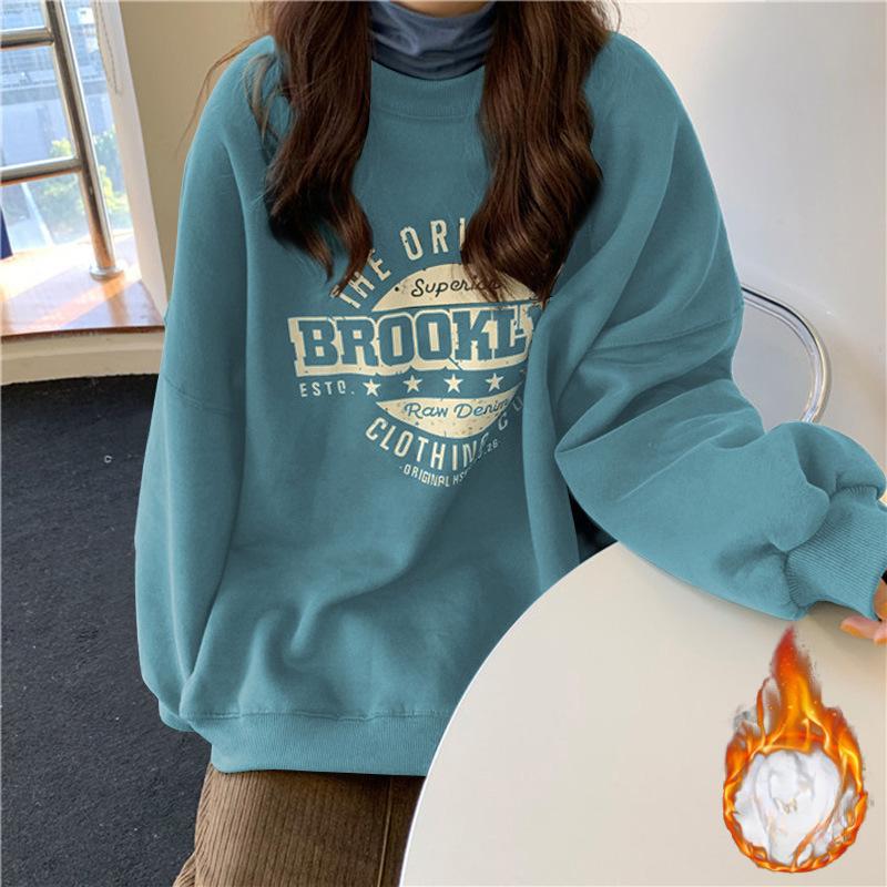 Padded Sweater Women Winter Hatless Jacket Ins Harajuku Wind Loose Student Tops Couples Wear Casual T-shirt Fashion Retro Versatile Sweatshirt