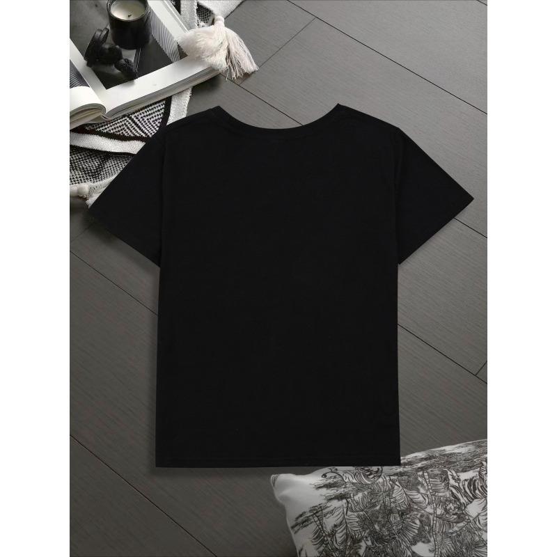 Boys Crew Neck Short Sleeve T-Shirt with Casual Black Cat Print