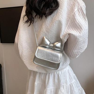 Mini-Bogen-Umhängetasche Mode Pu Solid Lippenstift Aufbewahrung Schultertaschen Trend Messenger Tote Exquisite Geldbörsen