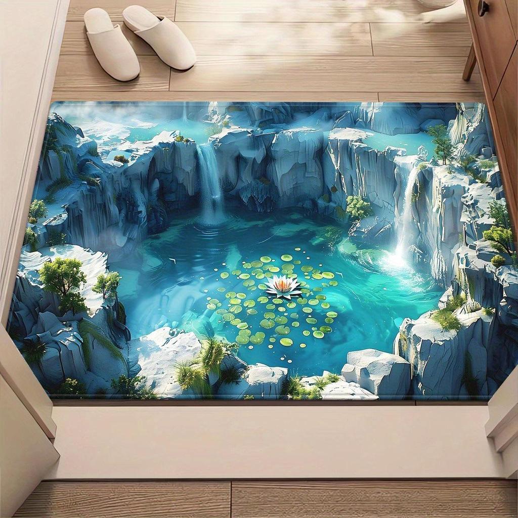 Ocean 3D Entrance Mat: Dirt-Resistant, Easy-Care, and Water-Absorbent