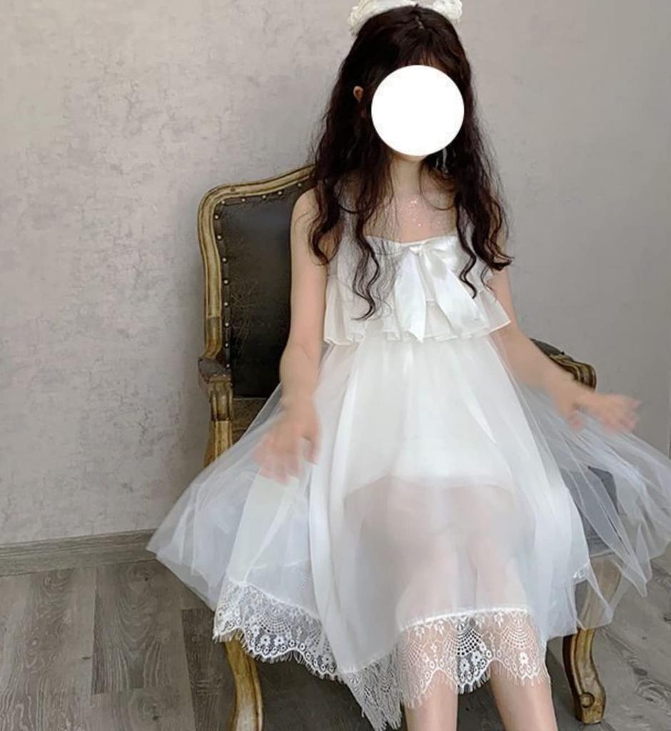 White Lace Dress Lolita Wedding Clothes Cosplay Costume White Empire Knee Length Sleeveless Dress [Lady Lazy] A-Line After-Party Women's (L)