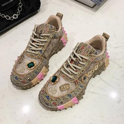 WOMEN'S Spring Autumn Fashion Luxury Rhinestone Ladies Shoes 2025 New Outdoor Platform Female Sports Shoes Vulcanized Sneakers
