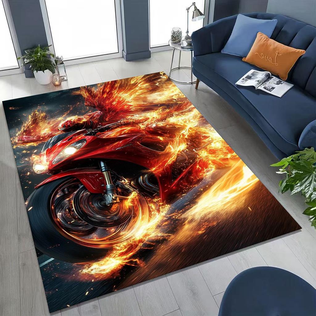 Alfombra Decorativa Personalizada para Motociclista, Motocicleta, Arte, para Dormitorio, Sala de Estar, Sofá, Felpudo de Entrada del Hogar, Alfombra de Piso Grande Antideslizante para Niños