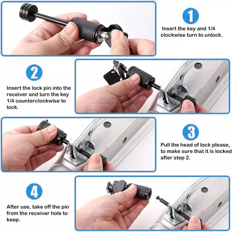 Trailer Hitch Coupler Lock Pin 1/4" Small Trailer Anti-Theft Trailer Hitch Connector Hitch Locks 2-1/2 Inch Wide RV Accessoriesv