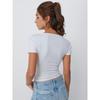 Damen Schwarzes Bootausschnitt Kurzarm Enganliegendes Raffung Crop Top
