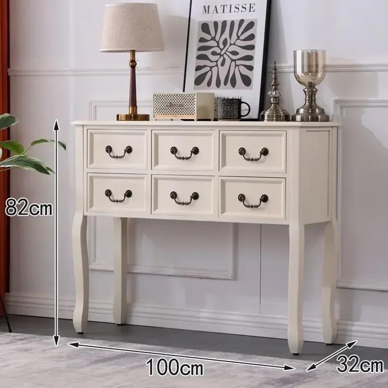 W2557 Retro Solid Wood Console Table for Entrance American Decorative Double Drawer Tables Light Luxury Living Room Table for Ho