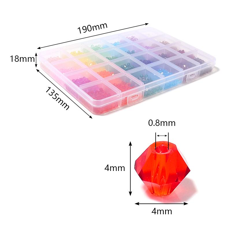1 Box facettierte Glas-Kristallperlen-Set 24 Farben Briolette Rondelle Kristall AB Perlen Abstandshalter für Schmuckherstellung Armband Ringe