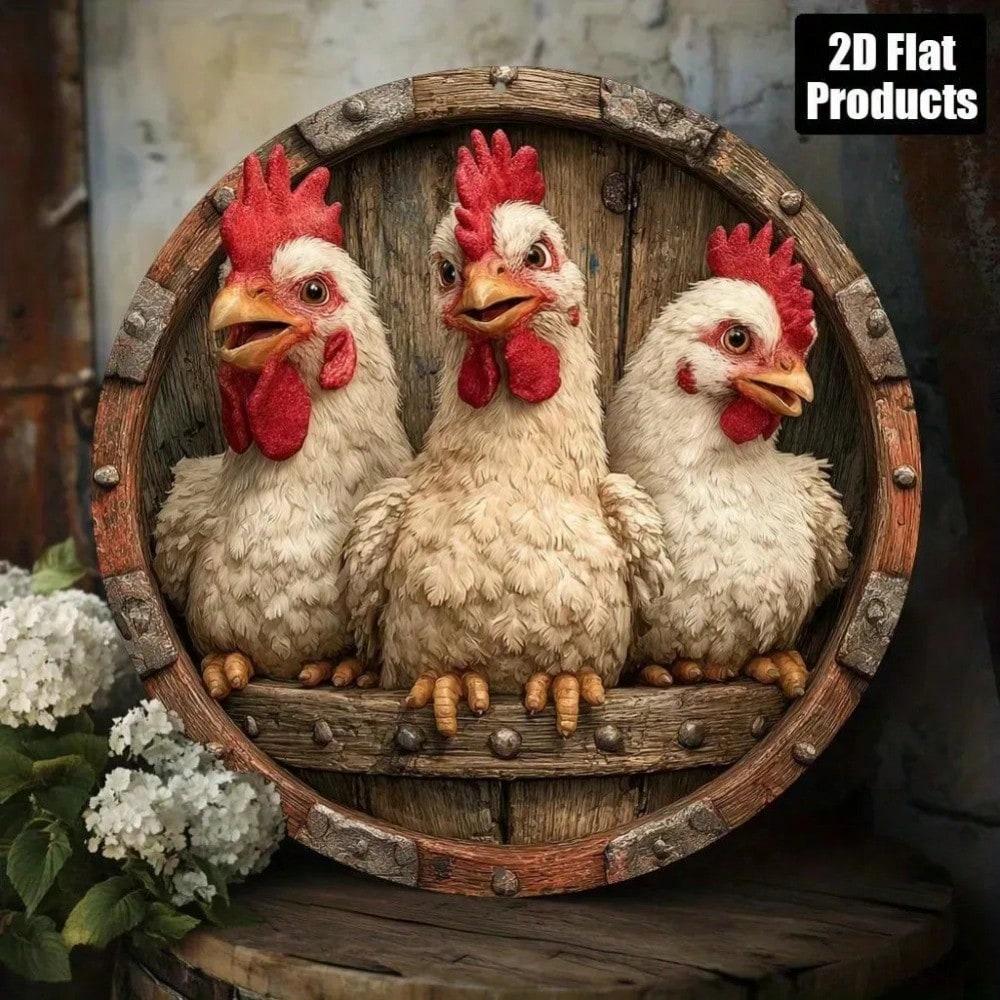 

Vintage Metal Chicken Wall Art 8x8 Rustic Farmhouse Kitchen Decor Housewarming Gift