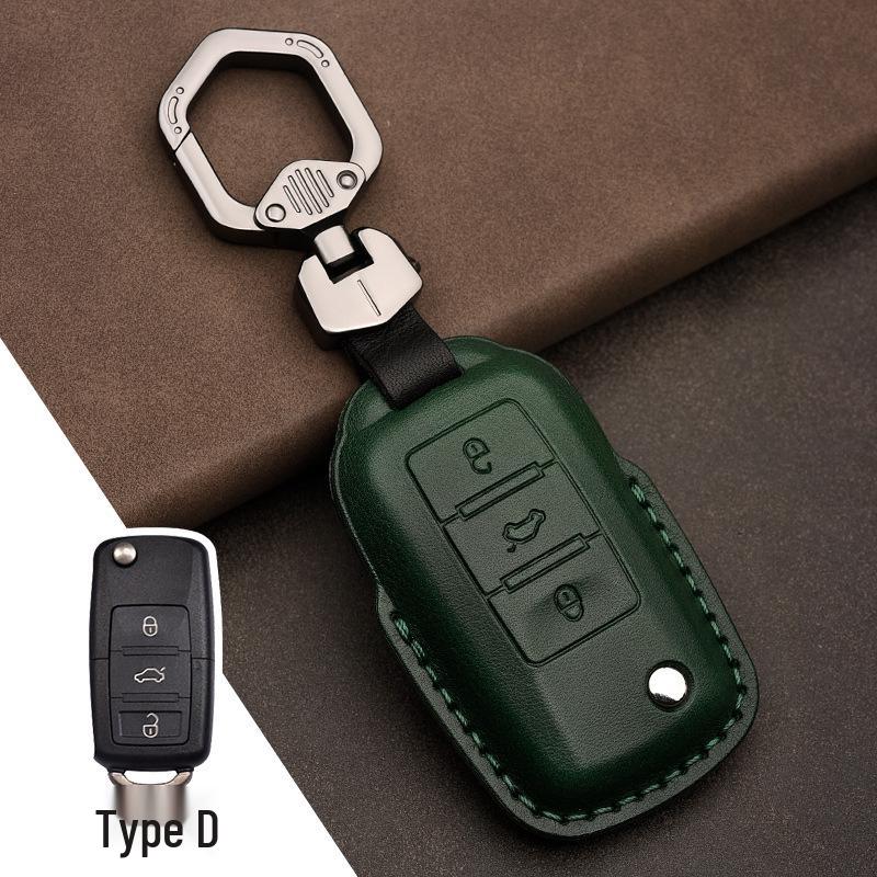 Genuine Leather Car Key Cover for Volkswagen: Fits T-Roc, Teramont, Tiguan, CC, Bora, Golf 7, Golf 6, Lamando.