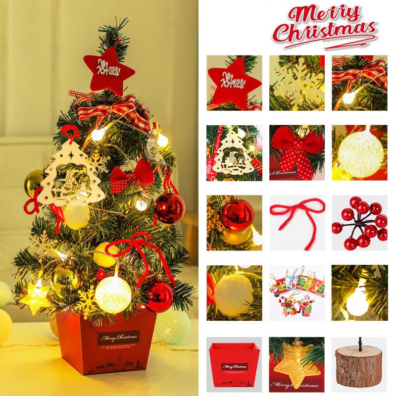 19.68Inch Mini Christmas Tree Desktop Ornaments With Lights Christmas Tree Set Christmas Tree Decoration