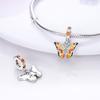 Various Butterfly Charms Bead Real Copper Inlaid Zirconium Butterflies Dangle Fit Original Accessories Bracelets Diy Jewelry