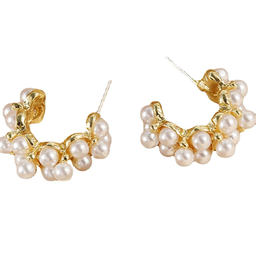 South Korea Dongdaemun Noble Pearl C-shaped Earrings Ins Cold Wind Temperament Earrings Internet Celebrity Earrings E8111