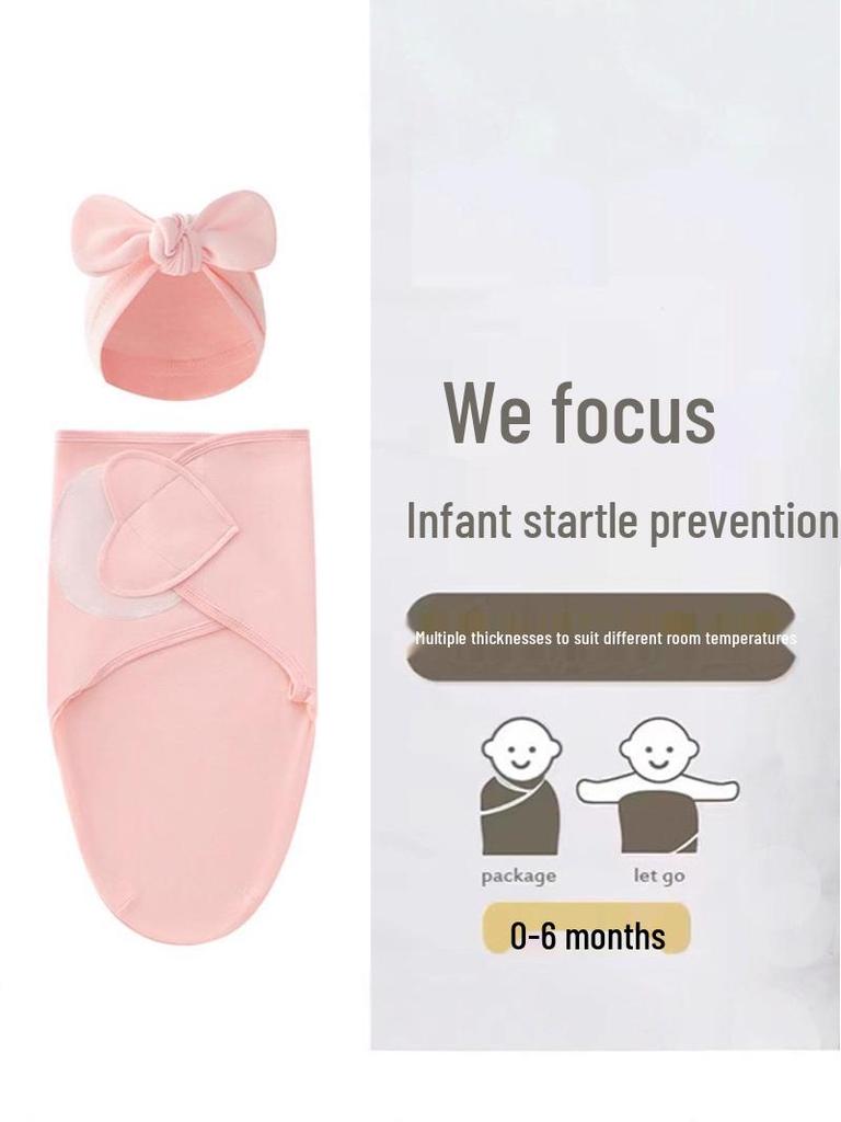 Newborn Swaddle Set: Silk Sleep Bag & Heart Blanket with Indian Hat