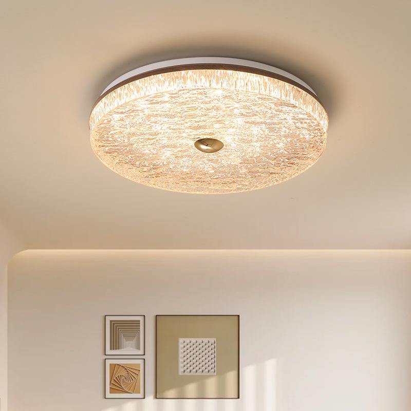 Modern Italian Minimalist Ceiling Light, Walnut Finish, Full Spectrum Eye Protection for Bedroom & Study