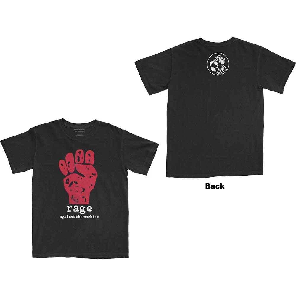 Rage Against The Machine Unisex T-Shirt: Red Fist (Back Print) (Small) M