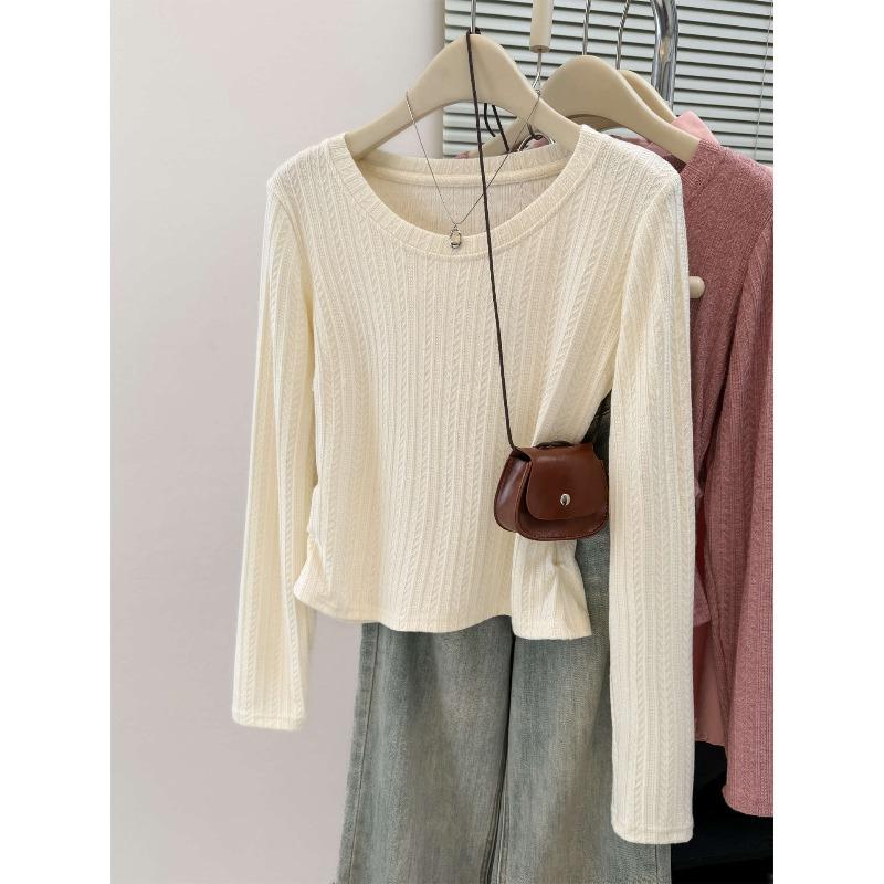 

The real shot is pit strips, long sleeves, pleats inside, short styles inside, waist and thin, solid color bottoming T-shirt. XL абрикосовий