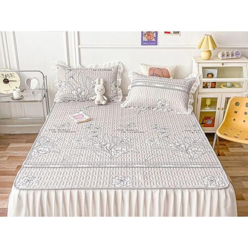 Cool Feeling Mattress Bed Skirt Bed Cover Summer Machine Washable Ice Silk Pad Household Air Conditioning Anti Slip Bed Cover