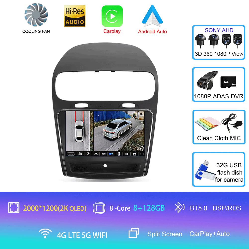 Android 14 Car Radio Carplay Auto For Dodge Journey JC 2011 2012 2013 - 2020 GPS Multimedia Player 360 Camera Video 2 Din Stereo