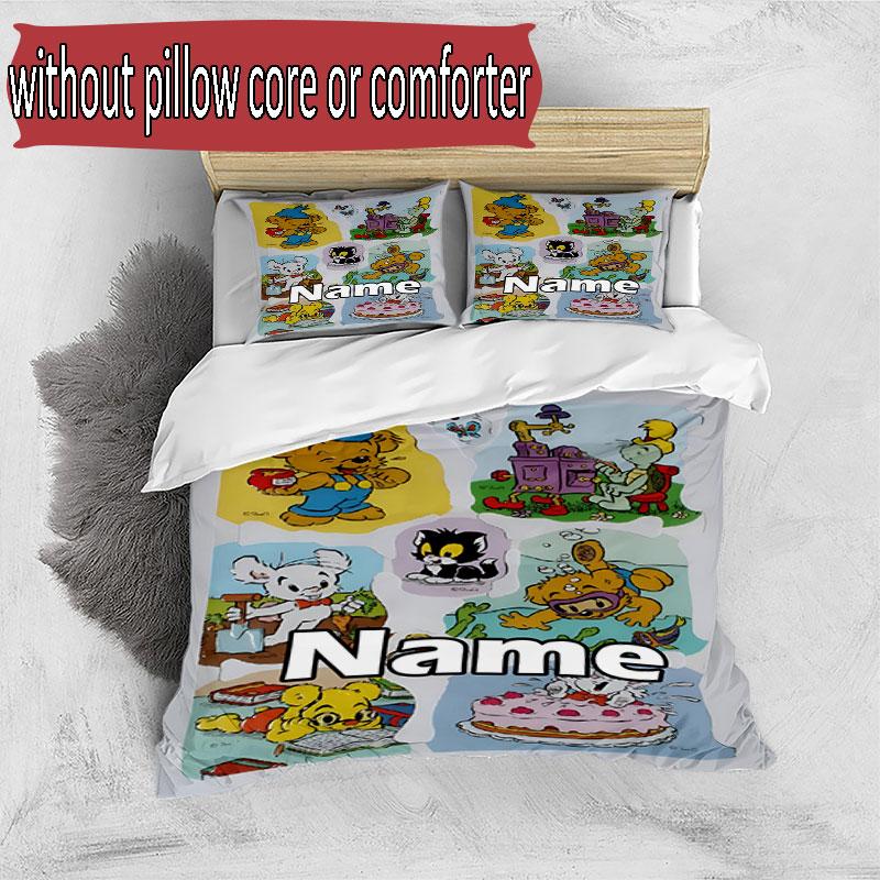 3pcs Duvet Cover Set (1*Duvet Cover + 2*Pillowcase, Without Core), Custom Name Bamse Pattern Bedding Set, Home Bedroom Decor Gift