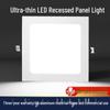 Ultra-Thin 12W LED Square Recessed Downlight for Living Room, 9-12cm Cutout, Aluminum Panel.