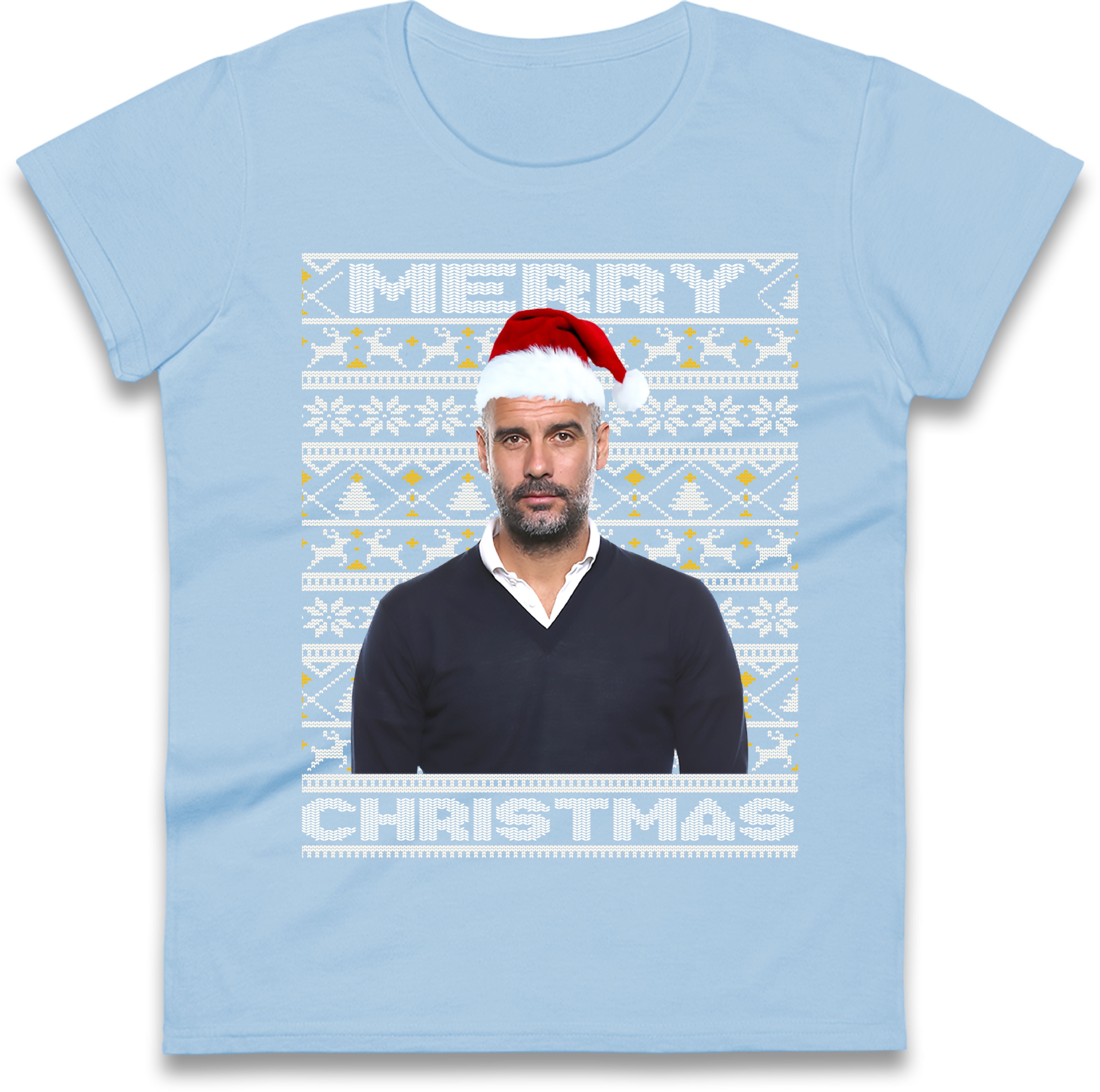 Pep Guardiola Christmas Football Womens T Shirt Mens Tops Tees Unisex Manchester City FC Top 2XL