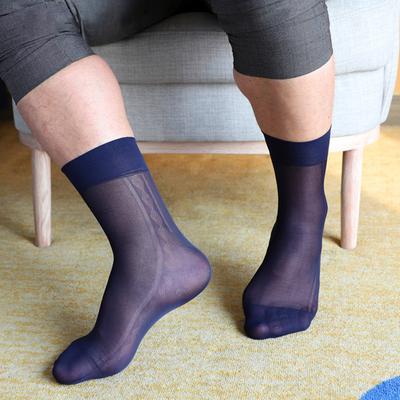 1Pair Solid Color Breathable Business Wear Stockings Sheer Silk Socks Ultra Thin Stylish Sexy Men's Dress Nylon