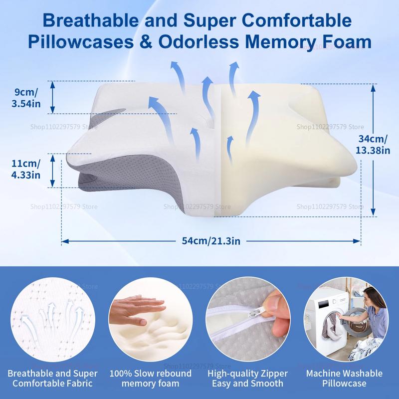 Cervical Support Pillow Memory Foam Neck Pain Relief Pillow for Neck and Shoulder Comfort Ergonomic Cervical Cushion for Sleep