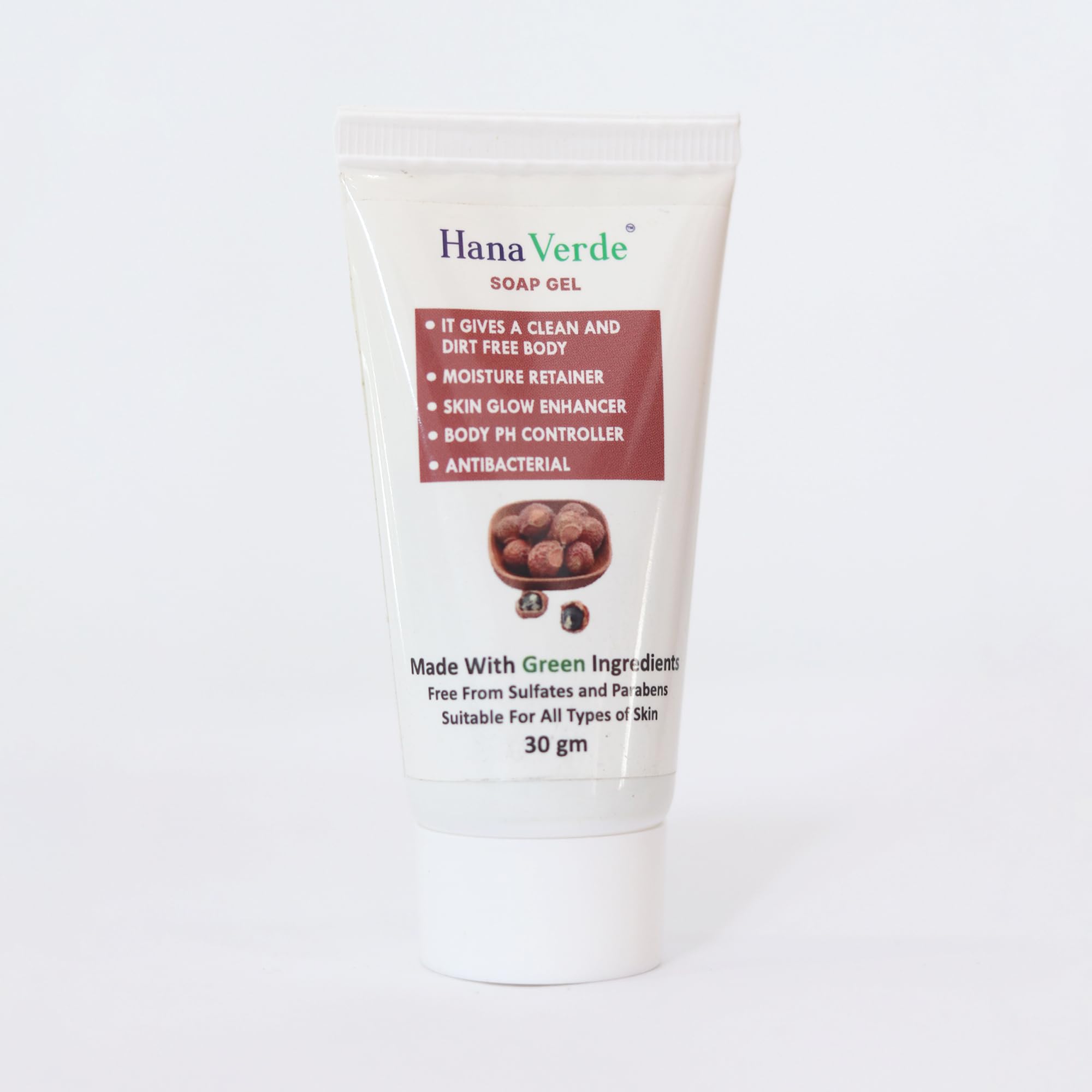 Мыло-гель Hana Verde с кокосовым маслом | pH-сбалансированное средство для умывания лица и тела | Мягкое увлажняющее очищающее средство | Без сульфатов | 30 г