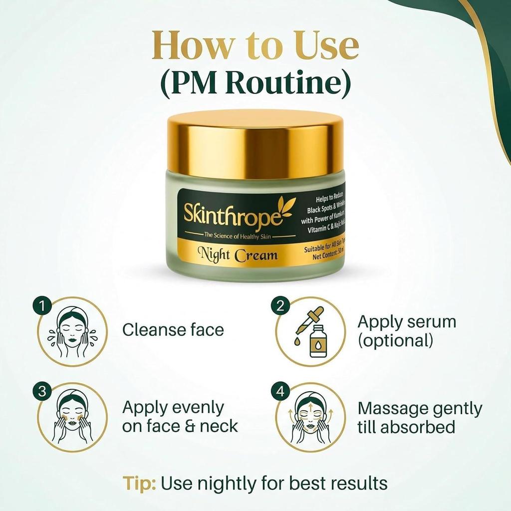 Kumkumadi Night Cream 50g – Reduces Pigmentation, Dark Spots & Uneven Skin Tone, Night Cream, For Men & Women, Paraben-Free