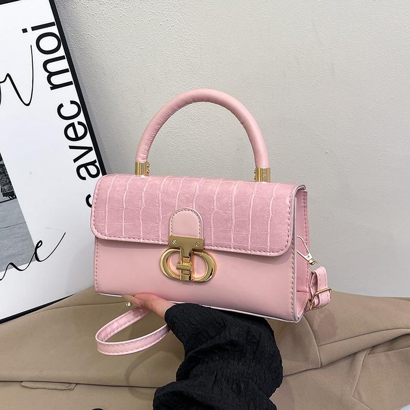 Fashionable Fashionable Lock Buckle Crocodile Pattern Leisure Handheld Single Shoulder Crossbody Small Square Bag For Women