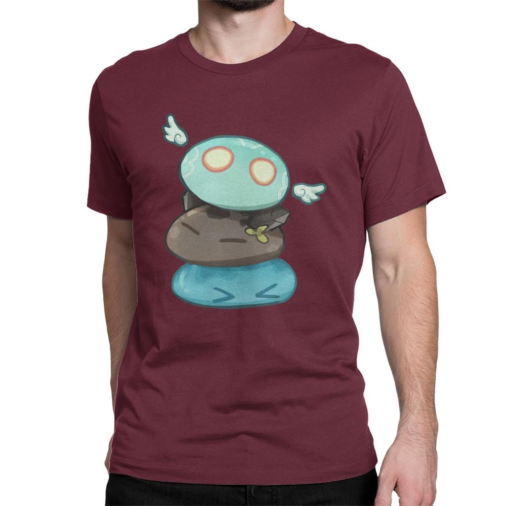 Anemo Hydro Slime Genshin Impact Slime Stack T Shirts Men S Cotton Vintage T Shirts