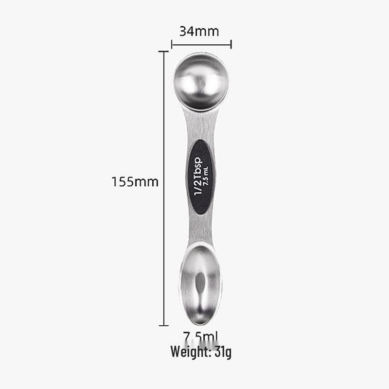 Magnetic Stainless Steel Double-Ended Measuring Spoon Set for Coffee, Baking, and Seasoning