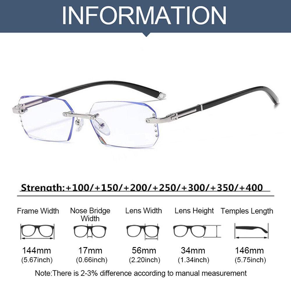 Blue Ray Blocking Anti-Blue Light Reading Glasses Rimless Cut Edge Eye Protection Hyperopia Glasses Vintage Luxury