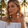 Metal Shell Starfish Resin Shell Tassel Asymmetrical Drop Earrings For Women Men Bohemian Conch Dangle Earrings Summer Zircon