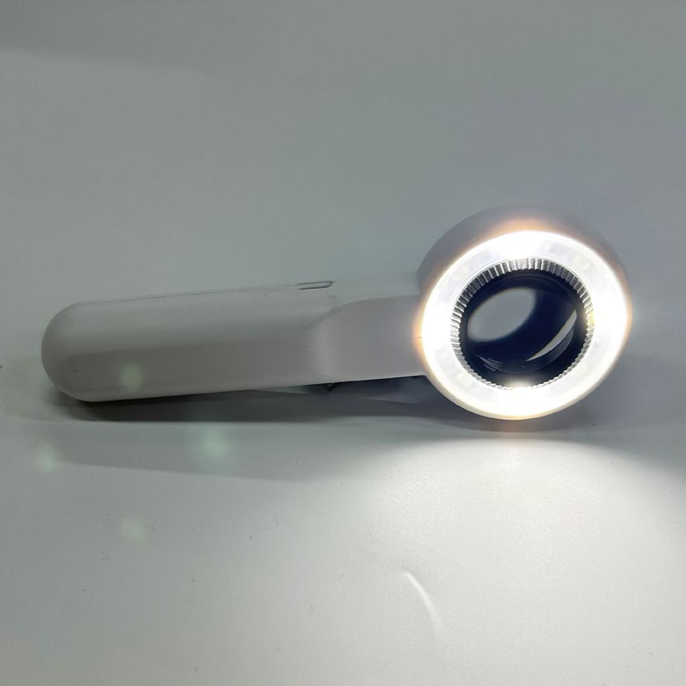 60X Handheld Magnifier with LED Light Portable Lighted Magnifier Rechargeable Illuminated Magnifying Glass for Reading Repair