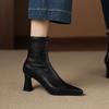 Krazing Pot Microfiber Pointed Toe Thin High Heels Modern Boots Size 42 Zip Plus Size Women Elastic Ankle Boots