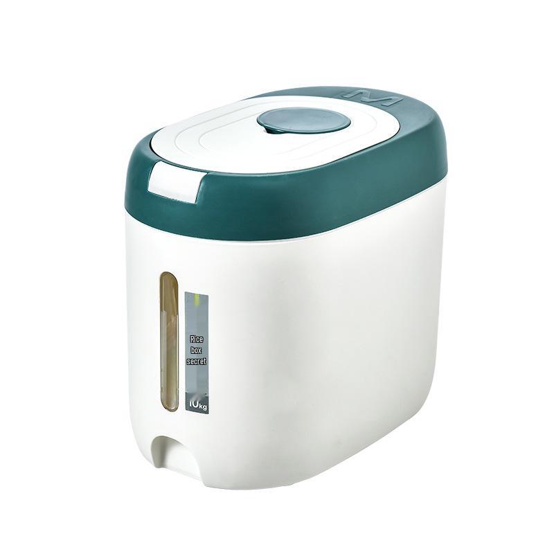 Insect-Proof & Moisture-Proof Rice Storage Bucket, 20 Jin Capacity, with Visible Measurement & Sealed Grains Features.