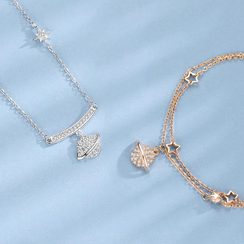 Planetový náramek Dámský Sterlingové stříbro Růžové zlato Hvězdný náramek