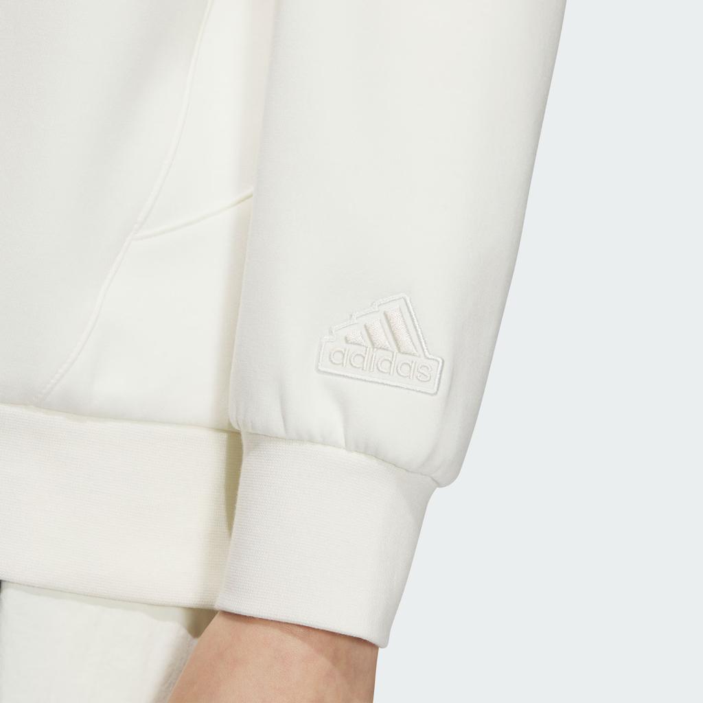 adidas Lounge FW24 Sports Comfortable Versatile Hooded Loose Long Sleeve Sweatshirt Women Sweatshirt Han-Jade-White JJ3543