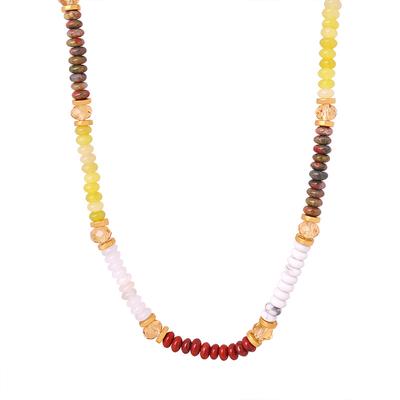 Natural Stone Abacus Beads Round Beads Handmade Necklace Titanium Steel Empress Dowager Personality Little Fairy Temperament Versatile Jewelry
