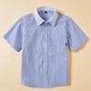 Boys' Blue Striped Short-Sleeve Cotton Shirt - Summer Uniform for Older Students