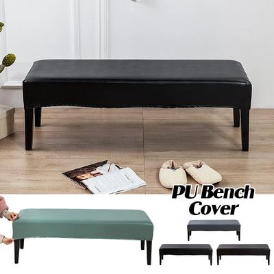 Stretch Pu Leather Waterproof Bench Slipcover 1Pcs Dining Room Bench Covers Removable Washable Bench Protector for Living Room