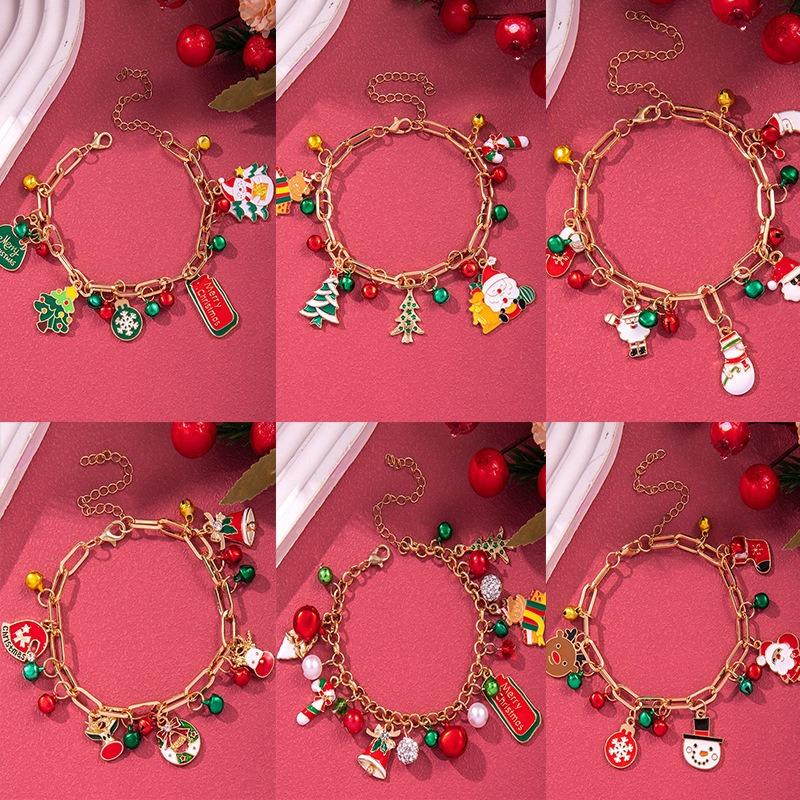 Christmas Bracelet Bell Pearl Jewelry Snowflake Elk Pendant Bracelet Christmas Bracelet Festive Ornaments