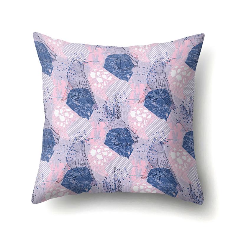 Purple Flower Pattern Polyester Single-sided Pillowcase Home Sofa Pillowcase Living Room Bedroom Cushion Cover
