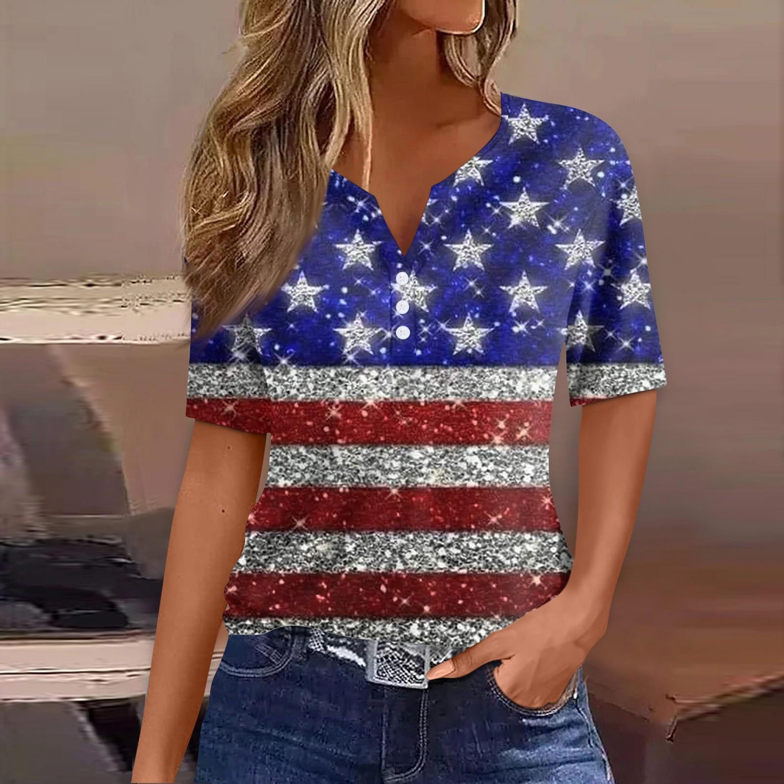 

Жен. Футболка Футболка С принтом Пуговицы С короткими рукавами Повседневные Выходные Мода Классический V-образный вырез Обычный Верх XXXL