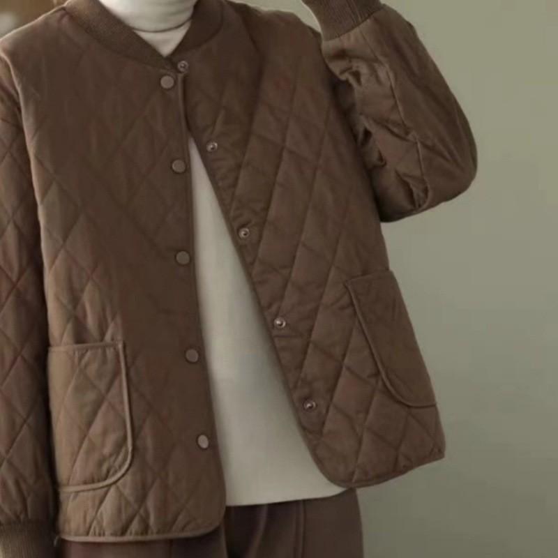 

Легкая и тонкая хлопковая одежда с длинными рукавами для женщин, свободная и повседневная в японском ретро-стиле, однобортная, теплая хлопковая одежда M