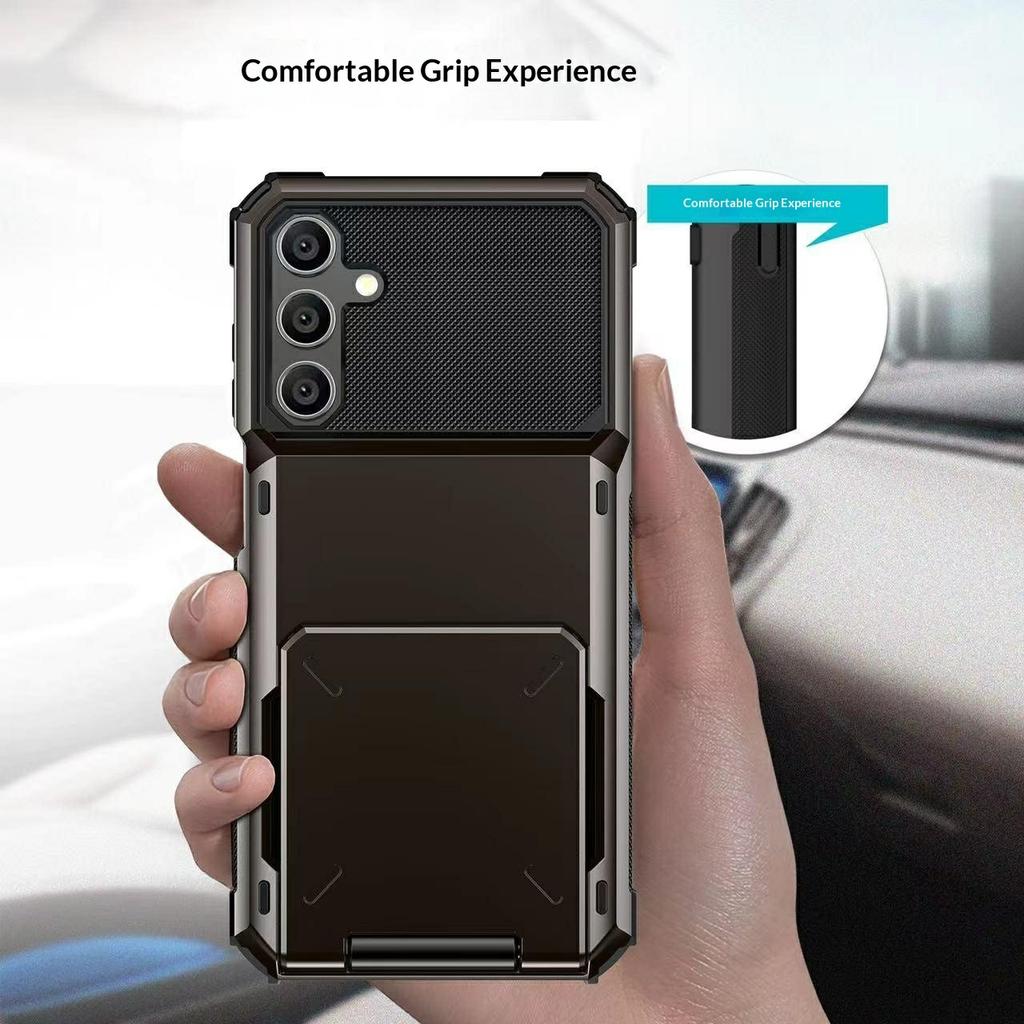For Samsung Galaxy S26+ Case PC + TPU Dual Layer Back Phone Cover with Card Holder