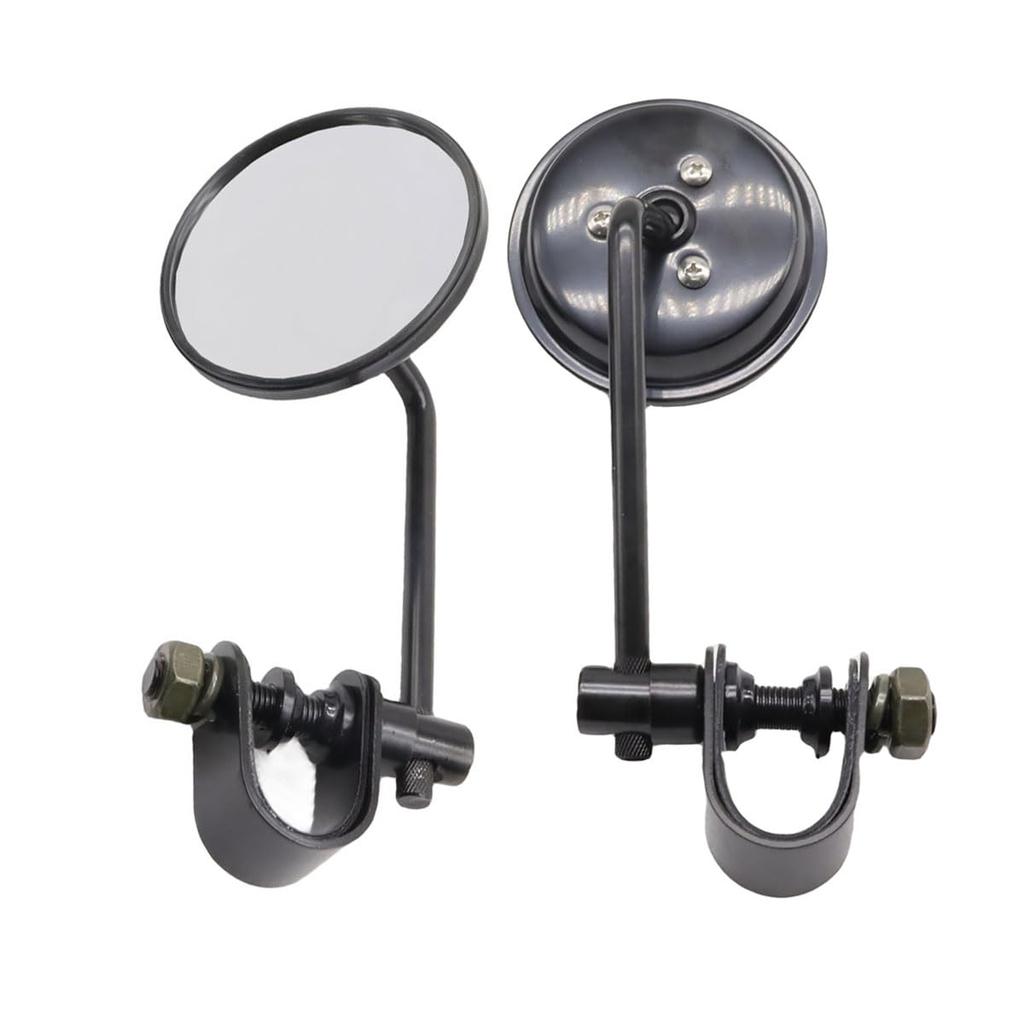 SZYUMO Motorcycle Clamp Mirror, Round Bike, Mirror, General Purpose, Black, Left and Right Set